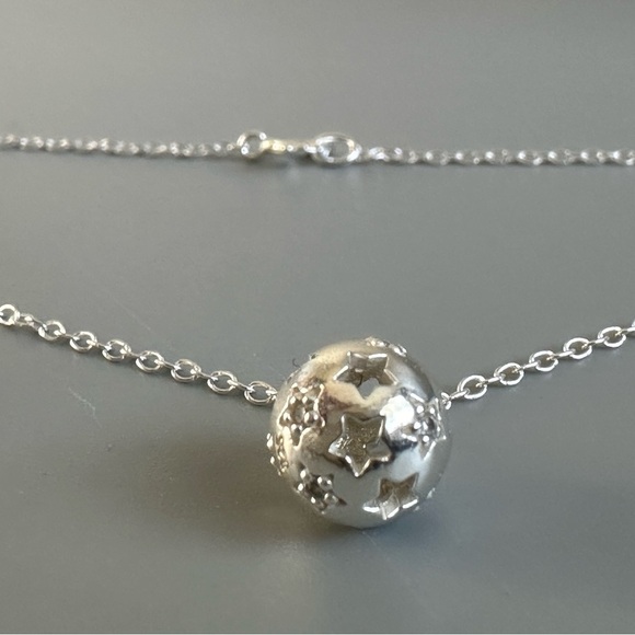 Sterling Silver Star Ball Pendant and Chain - Picture 3 of 8